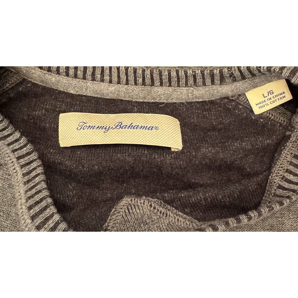 Tommy Bahama Men's Gray 100% Cotton Long Sleeve Pullover Sweater Size Large‎ - Picture 3 of 7